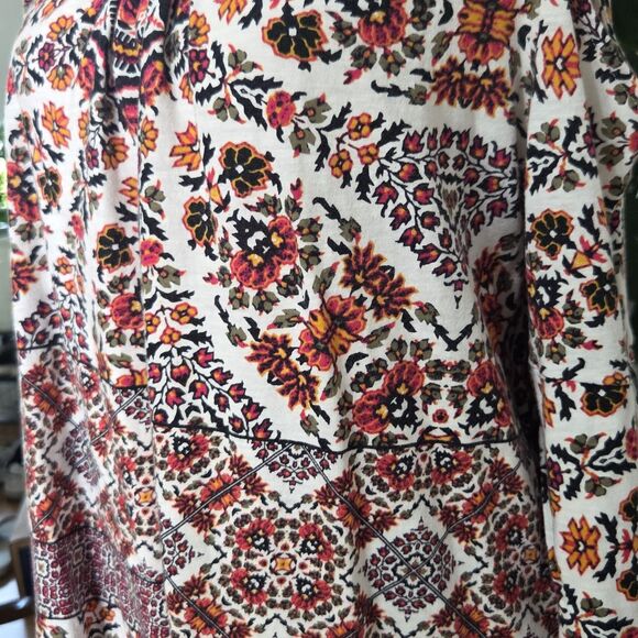 Style & Co Cold Shoulder Embroidered Trim Cotton Boho Chic Top Multicolor Size L - Picture 13 of 15